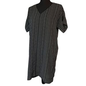 Madewell Black and White Striped Drop Shoulder Tunic Mini Dress